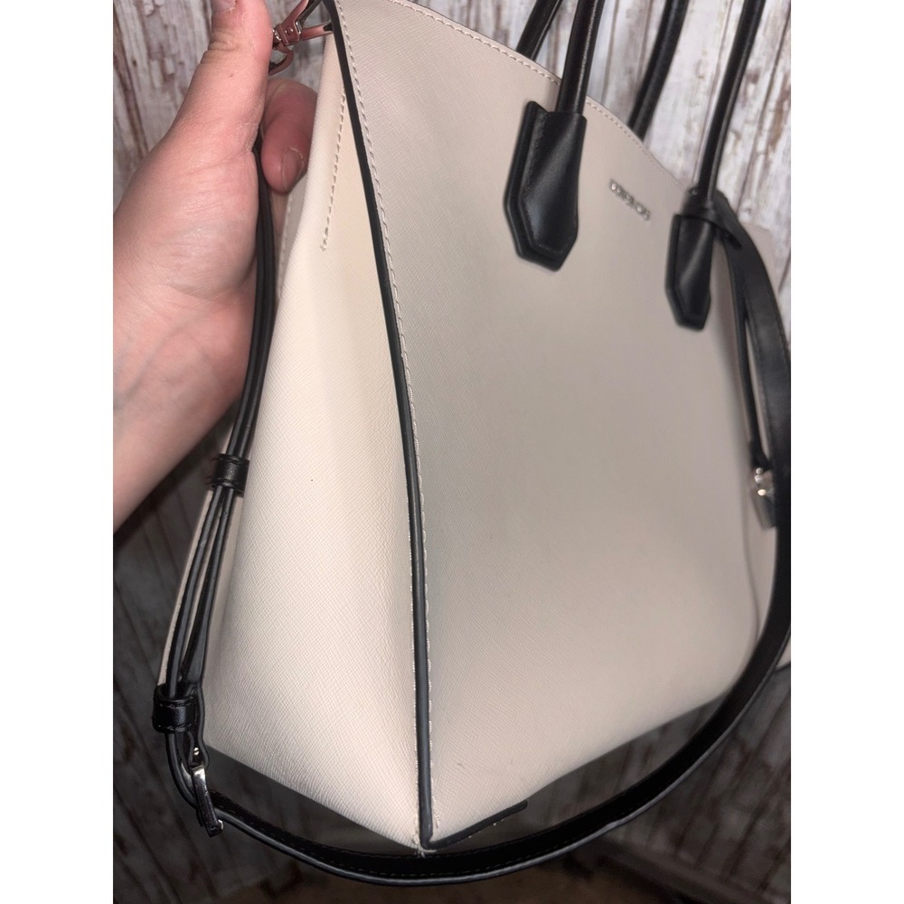 Michael Kors Pebble Large Colorblock Leather Tote Bag Grey Black White - GUC - Picture 4 of 9